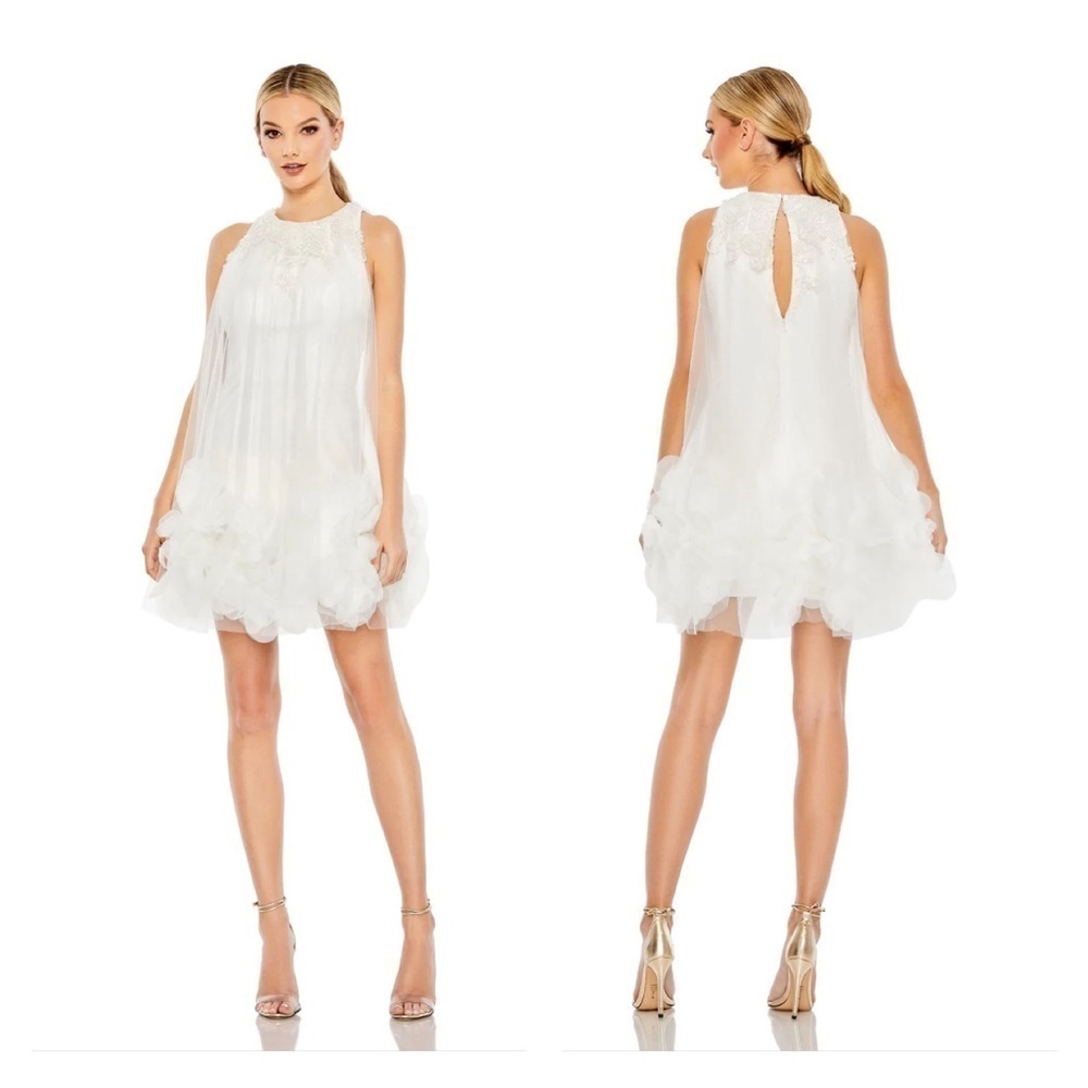 Mac Duggal 11294 NWT HALTER NECK FLOWY PETAL A LINE MINI DRESS